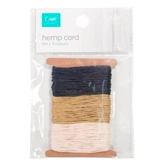 CRAFTSMART HEMP CORD  9M x 3 COLOURS - Click for more info