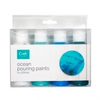 CRAFTSMART POURING PAINT, 4 x 100mL bottles OCEAN - Click for more info