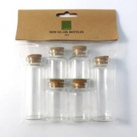 MINI GLASS BOTTLES W CORK TOPS- ASSORTED  6 PC (40mm+50mm+80mm) X2 # - Click for more info
