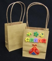 PAPER BAGS W/HANDLE SML NATURAL 12 PC/PKT - Click for more info