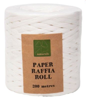 PAPER RAFFIA ROLL WHITE 200M - Click for more info