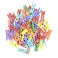 LITTLE WOOD PEGS TINY COLOURED 25mm 60 PC : - Click for more info